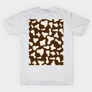 Milk Dairy Cow Print Pattern on Chocolate Background T-Shirt